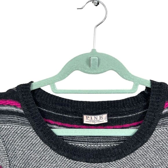 Thomas Pink Cashmere Blend Sweater Dress Short Sleeve Striped Gray Pink Women‎ S - Picture 3 of 5